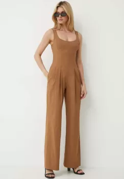 A.L.C. salopeta din in Isabel culoarea maro, cu decolteu rotund, 4JUMP00173 imagine