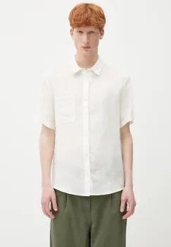 A.P.C. camasa de in chemisette bellini logo barbati, culoarea alb, cu guler clasic, relaxed, LIAEK.H12551 imagine