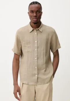 A.P.C. camasa de in chemisette bellini logo barbati, culoarea verde, cu guler clasic, relaxed, LIAEK.H12551 imagine