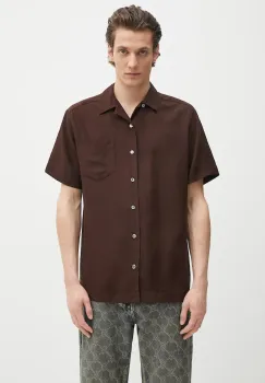 A.P.C. camasa din amestec de in chemisette roy barbati, culoarea maro, relaxed, VIALV.H12608 imagine