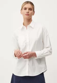 A.P.C. camasa din bumbac chemise boyfriend brodee femei, culoarea alb, cu guler clasic, relaxed, COEVD.F12550 imagine