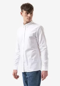 A.P.C. camasa din bumbac Chemise Greg barbati, culoarea alb, cu guler clasic, regular COECK.H12499-WHITE imagine