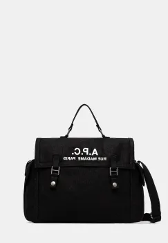 A.P.C. geanta de bumbac Besace Recuperation culoarea negru, CODBM.H61930 imagine