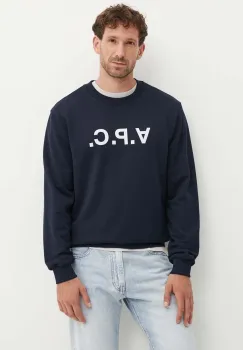 A.P.C. hanorac de bumbac sweat standard grand vpc GOTS culoarea albastru marin, cu imprimeu, COHBN.M27907 imagine