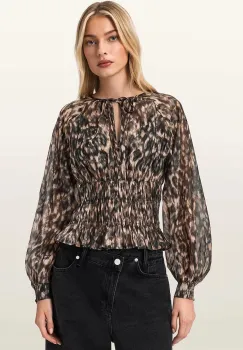 AllSaints bluza cu matase CERN imagine