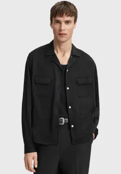 AllSaints camasa culoarea negru, regular, M064SD imagine