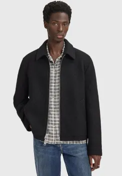 AllSaints geaca de lana CELESTE culoarea negru, de tranzitie, M011OD imagine