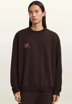 AllSaints hanorac de bumbac culoarea maro, cu imprimeu, M011NE imagine