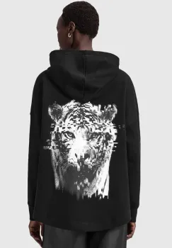 AllSaints hanorac de bumbac culoarea negru, cu gluga, cu imprimeu, W107JD imagine