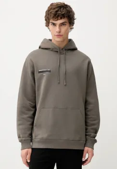 AllSaints hanorac de bumbac REDACT culoarea negru, cu gluga, cu imprimeu, M001NC imagine