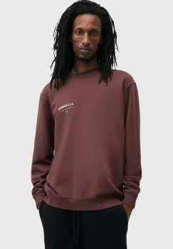 AllSaints hanorac de bumbac UNDERGROUND barbati, culoarea bordo, cu imprimeu, M033NB imagine