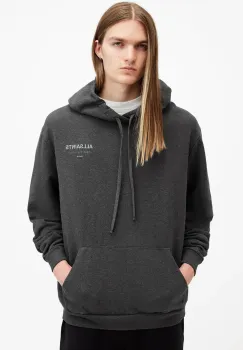 AllSaints hanorac de bumbac UNDERGROUND barbati, culoarea gri, cu gluga, cu imprimeu, M034NB imagine