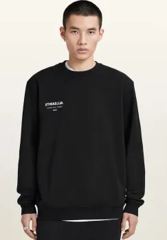 AllSaints hanorac de bumbac UNDERGROUND culoarea maro, cu imprimeu, M033NB imagine