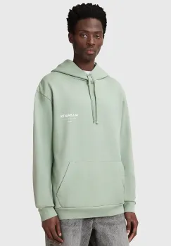 AllSaints hanorac de bumbac UNDERGROUND culoarea verde, cu gluga, cu imprimeu, M034NB imagine