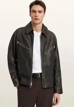 AllSaints jacheta pentru barbati, din piele STARDAY imagine