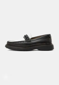 AllSaints mocasini de piele Gibbs Chain Loafer barbati, culoarea negru, M011FB imagine