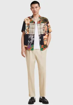 AllSaints pantaloni din lana TALLIS barbati, culoarea bej, cu fason cargo, M032TB imagine