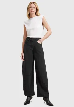 AllSaints pantaloni JETT culoarea negru, lat, high waist, W077TC imagine