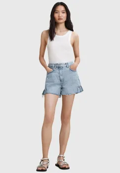 AllSaints pantaloni scurti din bumbac ELIANA uni, high waist, W062EC imagine