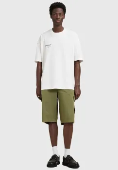 AllSaints pantaloni scurti din bumbac FLYNN culoarea verde, M019TC imagine