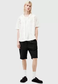 AllSaints pantaloni scurti din in ORA TALLIS culoarea negru, M013TA imagine