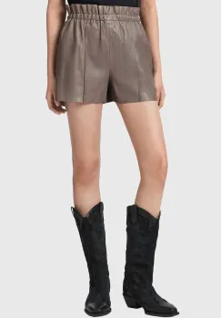 AllSaints pantaloni scurti pentru femei, din piele FRAN imagine