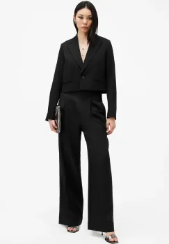 AllSaints pantaloni SHORES femei, culoarea negru, lat, high waist, W015QB imagine