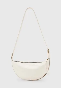 AllSaints poseta de piele HALF MOON culoarea alb, W301XB imagine