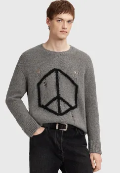 AllSaints pulover din amestec de lana MESSAGE culoarea gri, light, M013KD imagine