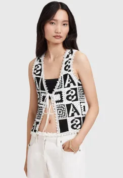 AllSaints vesta din bumbac FLORENCE culoarea negru, de tranzitie, W067KC imagine