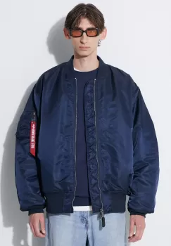 Alpha Industries geaca MA-1 barbati, culoarea albastru marin, de tranzitie, oversize 100101.07-rep.blue imagine