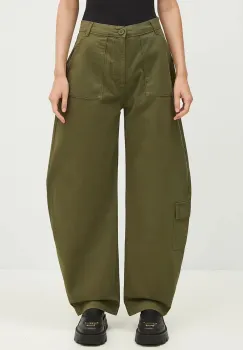 Alpha Industries pantaloni de bumbac Field Pant culoarea verde, lat, high waist, 148021 imagine