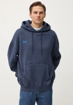 American Vintage bluza barbati, culoarea albastru marin, cu gluga, cu imprimeu, MDOV03BE25 imagine