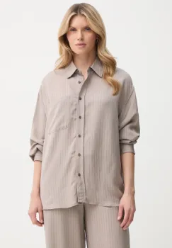 American Vintage camasa femei, culoarea bej, cu guler clasic, relaxed, OKY06BE25 imagine