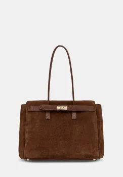 Answear.LAB geanta de mana din piele intoarsa culoarea maro imagine