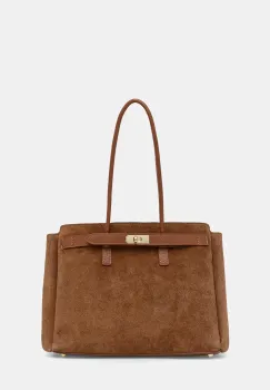 Answear.LAB geanta de mana din piele intoarsa culoarea maro imagine