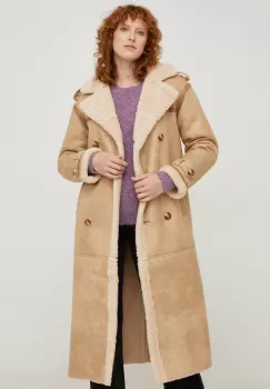 Answear Lab palton femei, culoarea bej, de tranzitie, oversize imagine