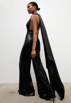 Answear.LAB salopeta culoarea negru, cu decolteu in v imagine