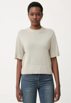 Armani Exchange pulover cu maneca scurta pentru femei, cu amestec de in imagine