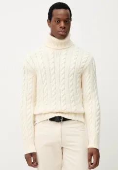 Bally pulover de lana culoarea bej, calduros, cu guler, MKN087 imagine