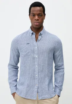 Barbour camasa de in Linton Tailored Shirt barbati, culoarea bleumarin, cu guler button-down, slim, MSH5325 imagine