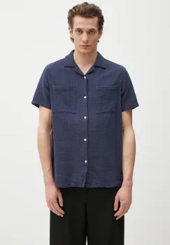 Barbour camasa din bumbac Barbour Benson Textured Relaxed Fit S/S Shirt culoarea bleumarin, relaxed, MSH5613 imagine