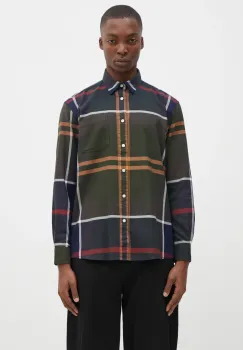 Barbour camasa din bumbac Renford OS Tartan Shirt barbati, culoarea verde, cu guler clasic, regular, MSH5514 imagine