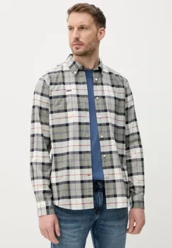 Barbour camasa Lewis Tailored Shirt barbati, culoarea gri, cu guler clasic, regular, MSH5070 imagine