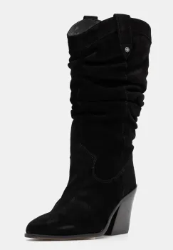 Barbour cizme din piele intoarsa Corey femei, culoarea negru, cu toc drept, LFO0732BK12 imagine