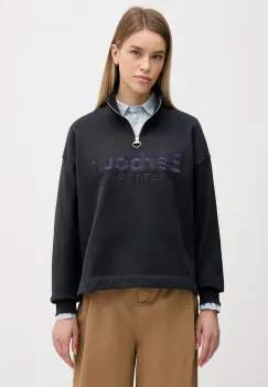 Barbour hanorac de bumbac Sara culoarea bleumarin, cu imprimeu, LOL0667 imagine