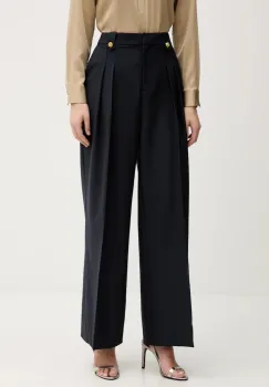 Barbour pantaloni Avery culoarea bleumarin, lat, high waist, LTR0412 imagine