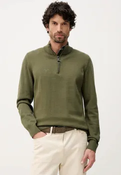 Barbour pulover de bumbac culoarea verde, cu turtleneck imagine