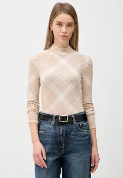 Barbour pulover de bumbac Savannah culoarea bej, light, cu turtleneck, LKN1731 imagine