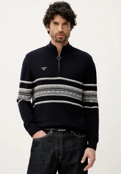 Barbour pulover de lana Kepwick culoarea bleumarin, cu turtleneck, MKN1708 imagine